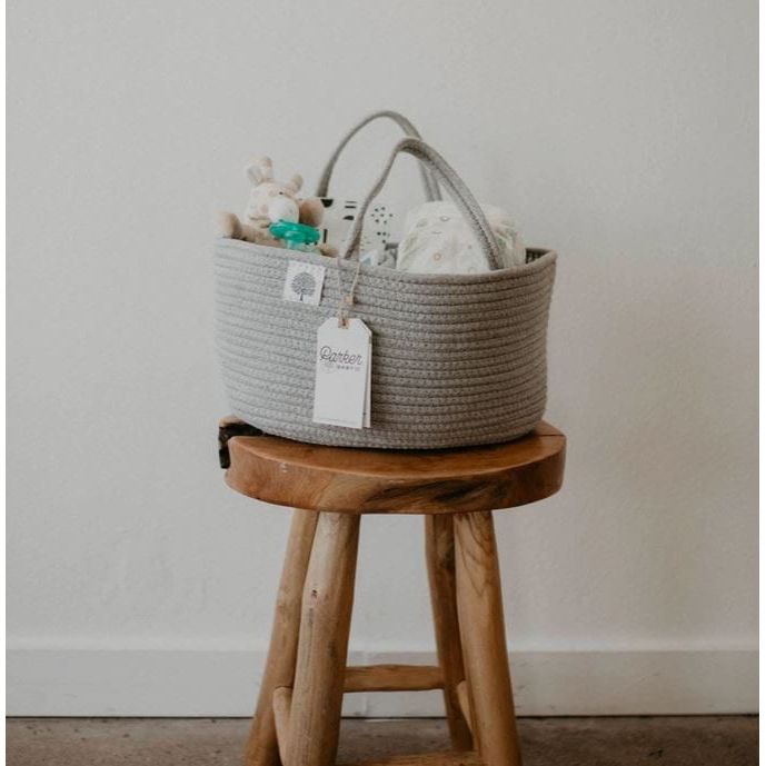 Parker Baby Company Rope Diaper Caddy - Grey Accessories & Laundry Parker Baby Co