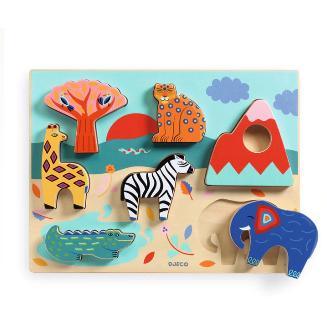 4 puzzles : Dans la jungle Djeco-07135 18 pièces Puzzles - Djeco