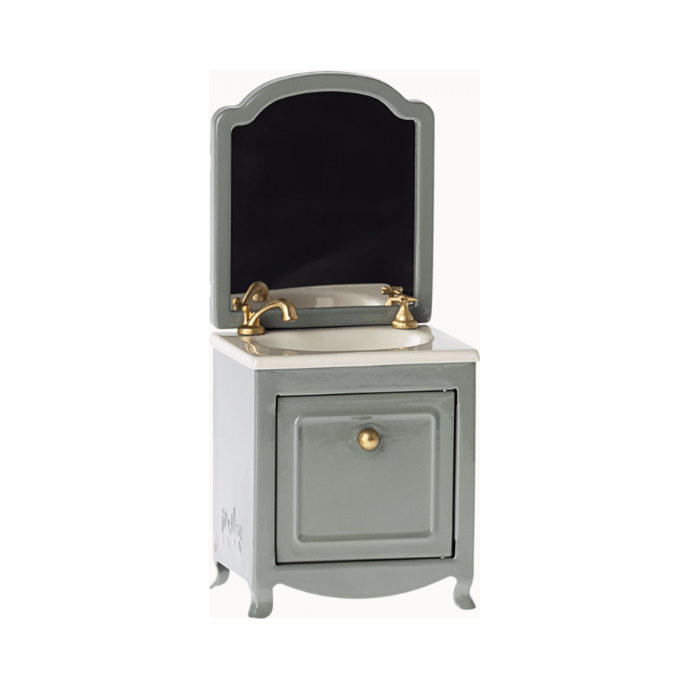Maileg Sink Dresser With Mirror- Dark Mint Dollhouses and Access. Maileg   