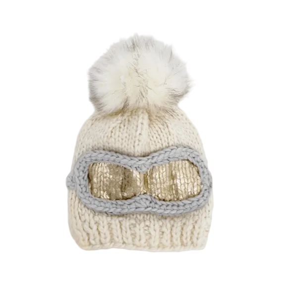 Blueberry Hill Ski Goggles Hat, Cream