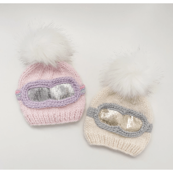 Blueberry Hill Ski Goggles Hat Cream Knit Pom Winter Beanie – The Natural Baby Company