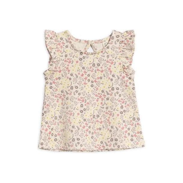 Colored Organics Ella Ruffle Sleeve Tank - Giada Floral / Lilla Tops Colored Organics