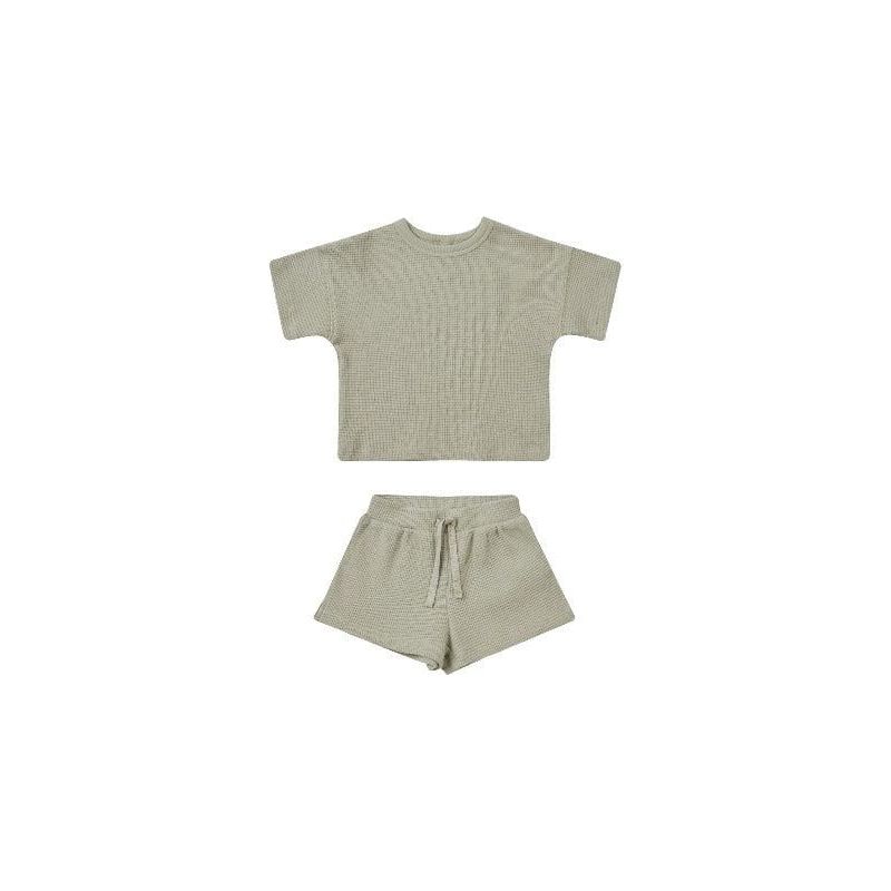Quincy Mae Waffle Tee + Short Set - Sage Tops & Bottoms Quincy Mae   
