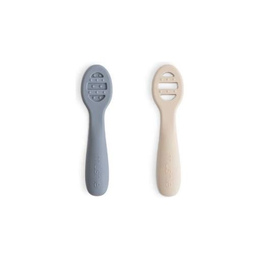Mushie First Feeding Baby Spoons 2-Pack Mealtime Mushie Tradewinds/Shifting Sand