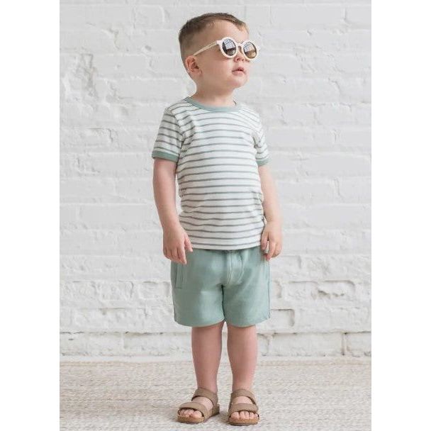 Colored Organics Andy Ringer Tee - Vitto Stripe / Jade Tops Colored Organics