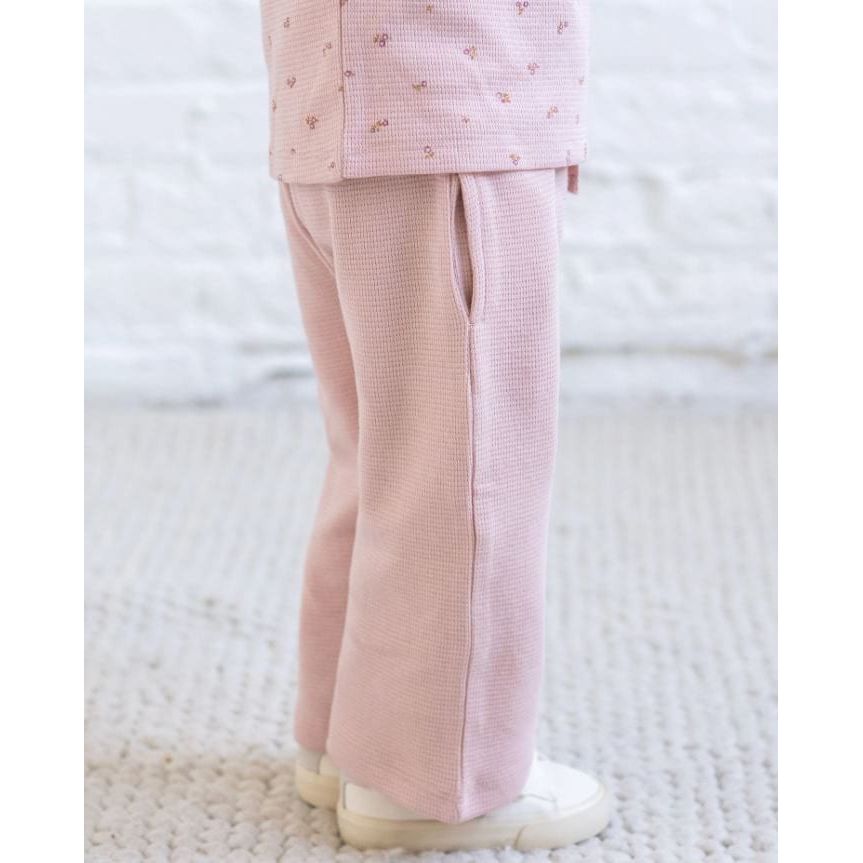 Colored Organics Waffle Knit Straight Leg Pants - Petal Pink