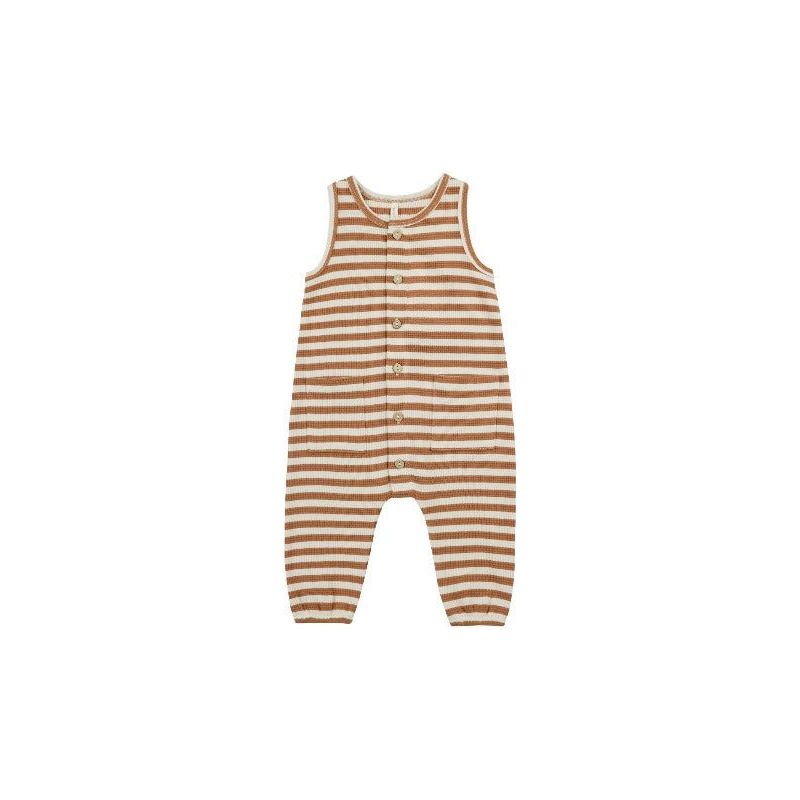 Quincy Mae Waffle Jumpsuit - Clay Stripe Jumpsuit Quincy Mae   