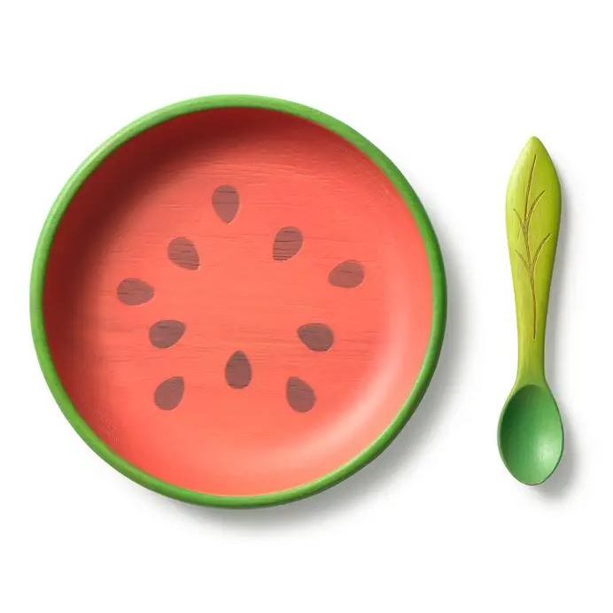 Oli & Carol Wally the Watermelon Plate & Spoon Set Plates & Bowls Oli & Carol