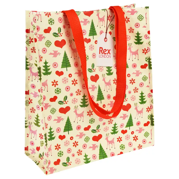 Reusable Gift bag, tissue & ribbon Gift Wrap The Natural Baby Company Recycled shopping bag - 50's Christmas  
