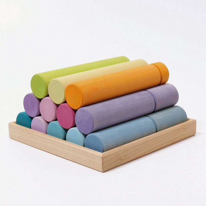 Grimm's Large Building Rollers Pastel Wooden Toys Grimm's   