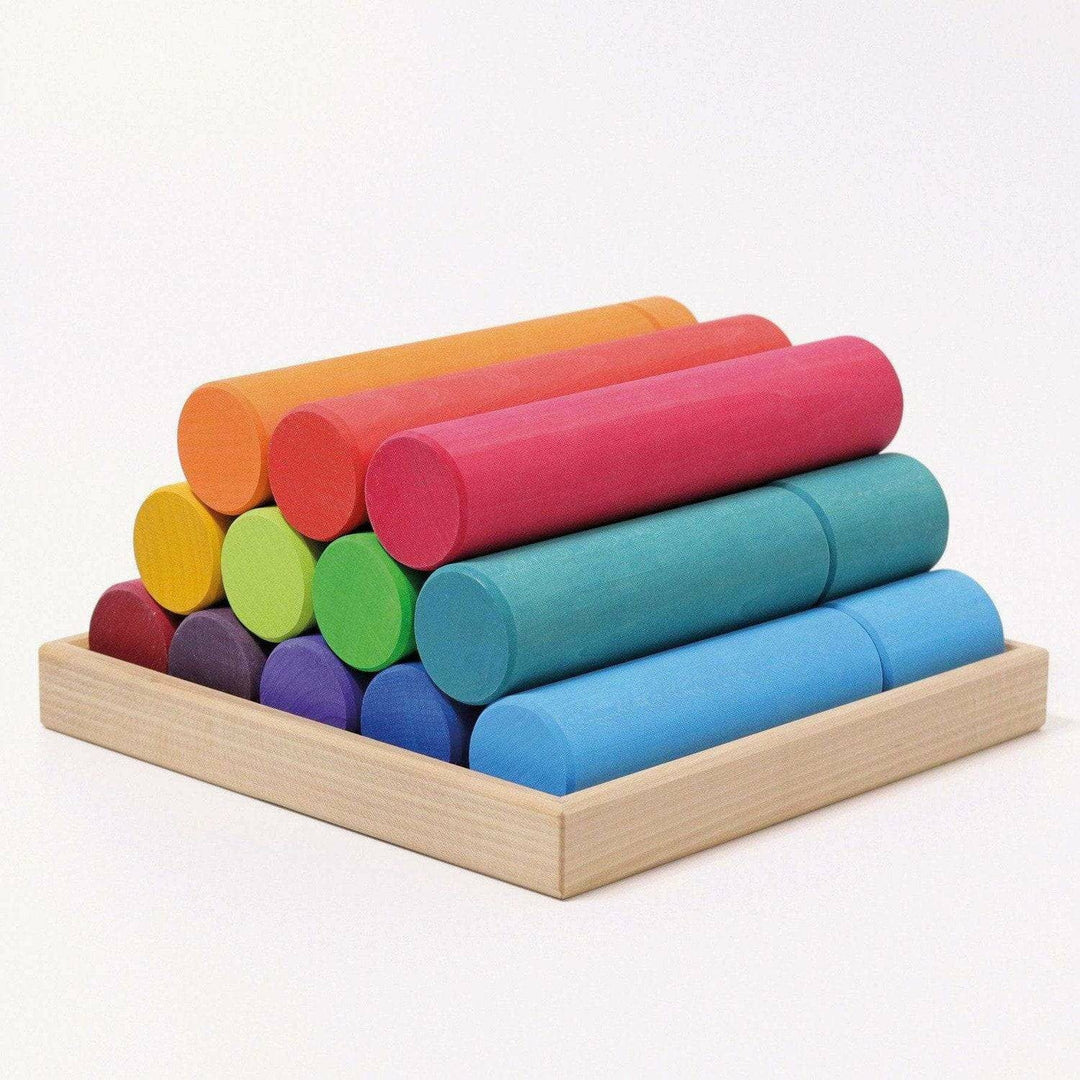 Grimm's Large Building Rollers Rainbow Wooden Toys Grimm's   