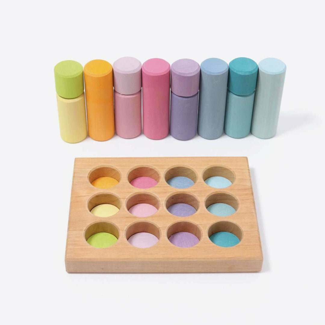 Grimm's Stacking Game Small Rollers Pastel Wooden Toys Grimm's   