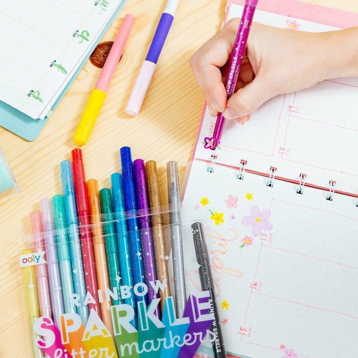 Ooly Rainbow Sparkle Glitter Markers: Set of 15 Markers Ooly   