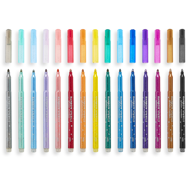Ooly Rainbow Sparkle Glitter Markers: Set of 15 Markers Ooly   