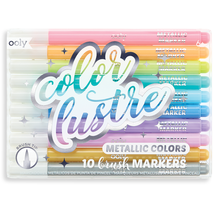 Ooly Color Lustre Metallic Brush Markers: Set of 10 Markers Ooly   