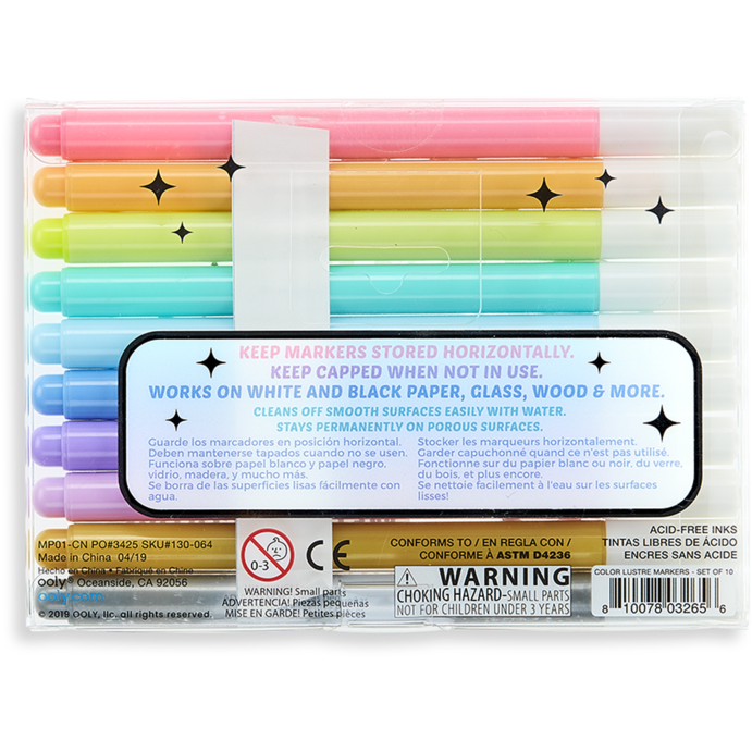 Ooly Color Lustre Metallic Brush Markers: Set of 10 Markers Ooly   