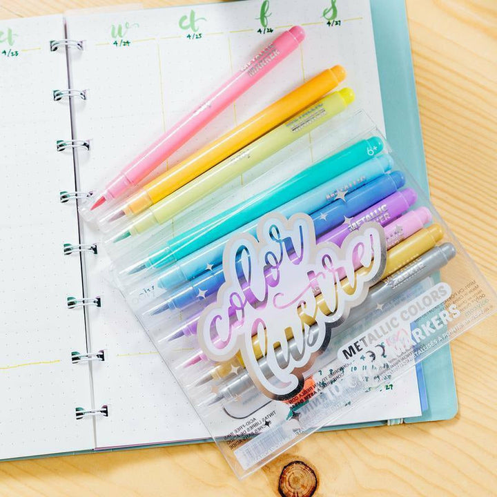 Ooly Color Lustre Metallic Brush Markers: Set of 10 Markers Ooly   