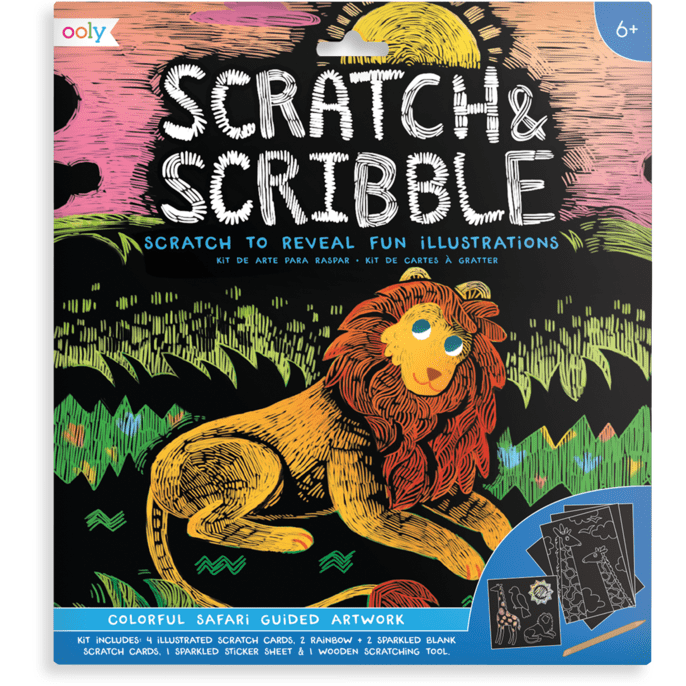 Ooly Scratch & Scribble Art Kit- Colorful Safari Art Kit Ooly   