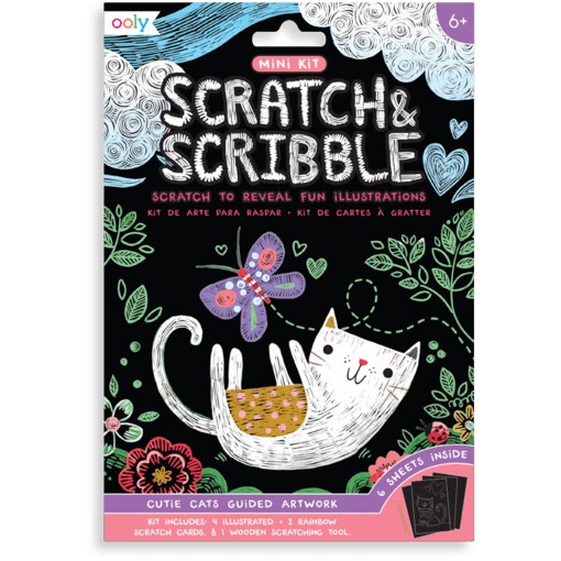 Ooly Mini Scratch & Scribble Art Kit- Cutie Cats Art Kit Ooly   