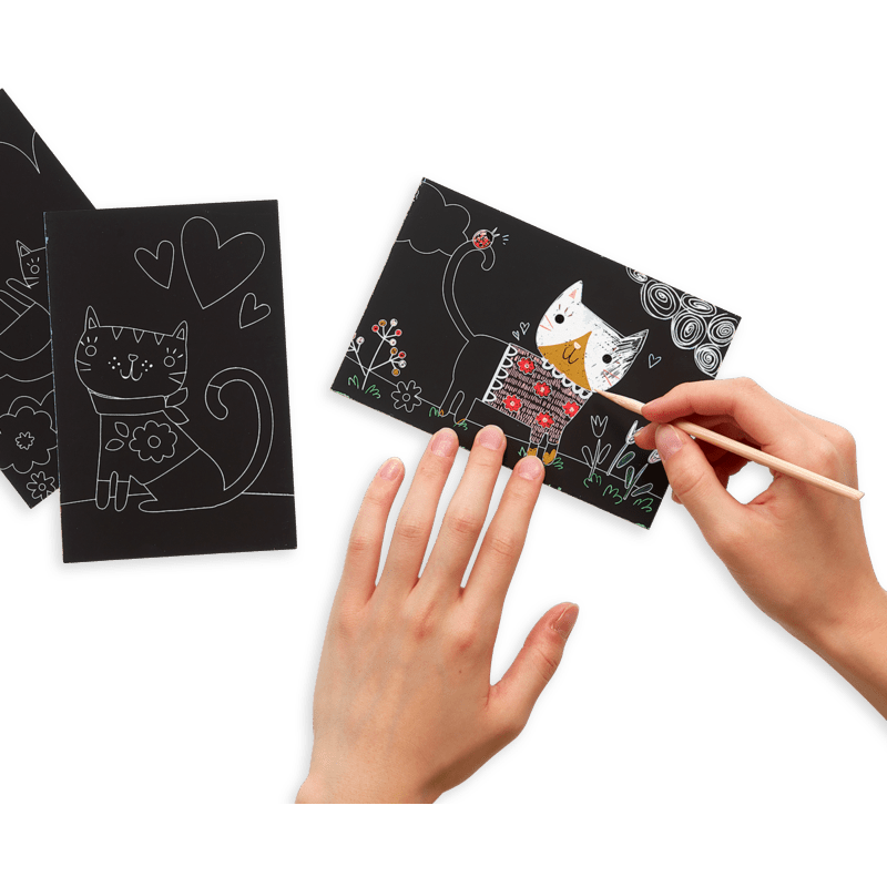 Ooly Mini Scratch & Scribble Art Kit- Cutie Cats Art Kit Ooly   