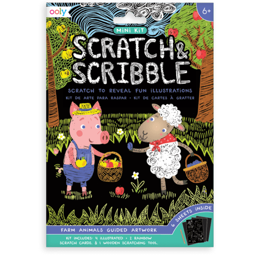 Ooly Mini Scratch & Scribble Art Kit- Farm Animals Art Kit Ooly   