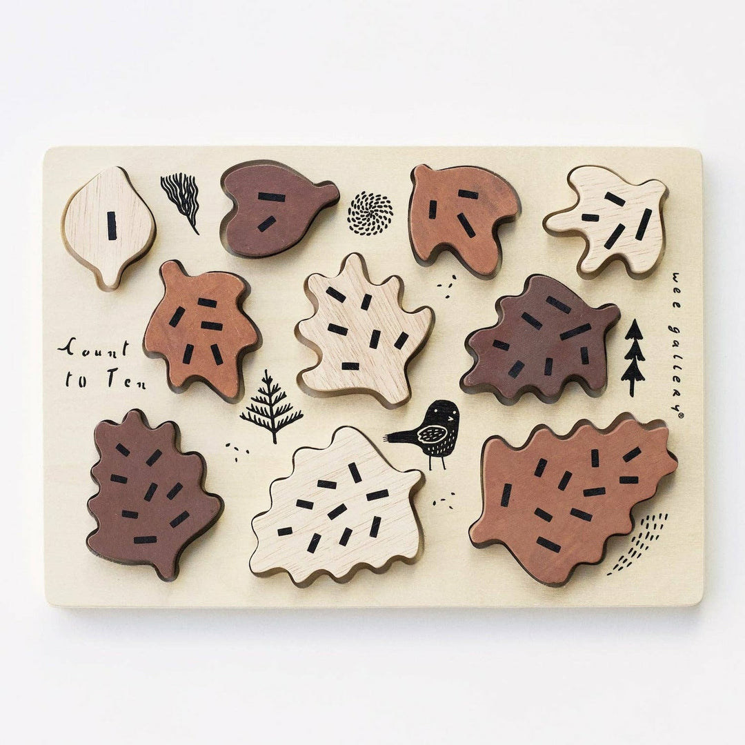 Wee Gallery Wooden Tray Puzzle - Count to 10 Leaves Wooden Toys Wee Gallery   