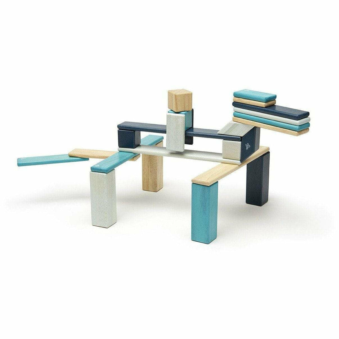 Tegu 24 Piece Magnetic Wooden Block Set: Blues Wooden Toys Tegu   