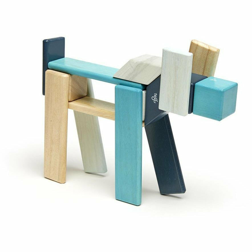 Tegu 24 Piece Magnetic Wooden Block Set: Blues Wooden Toys Tegu   