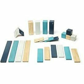 Tegu 24 Piece Magnetic Wooden Block Set: Blues Wooden Toys Tegu   