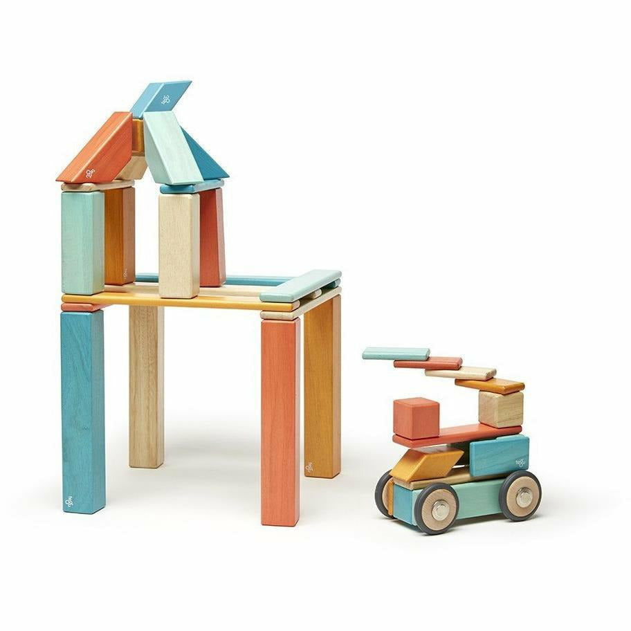 Tegu 42 Piece Magnetic Wooden Block Set Sunset The Natural Baby