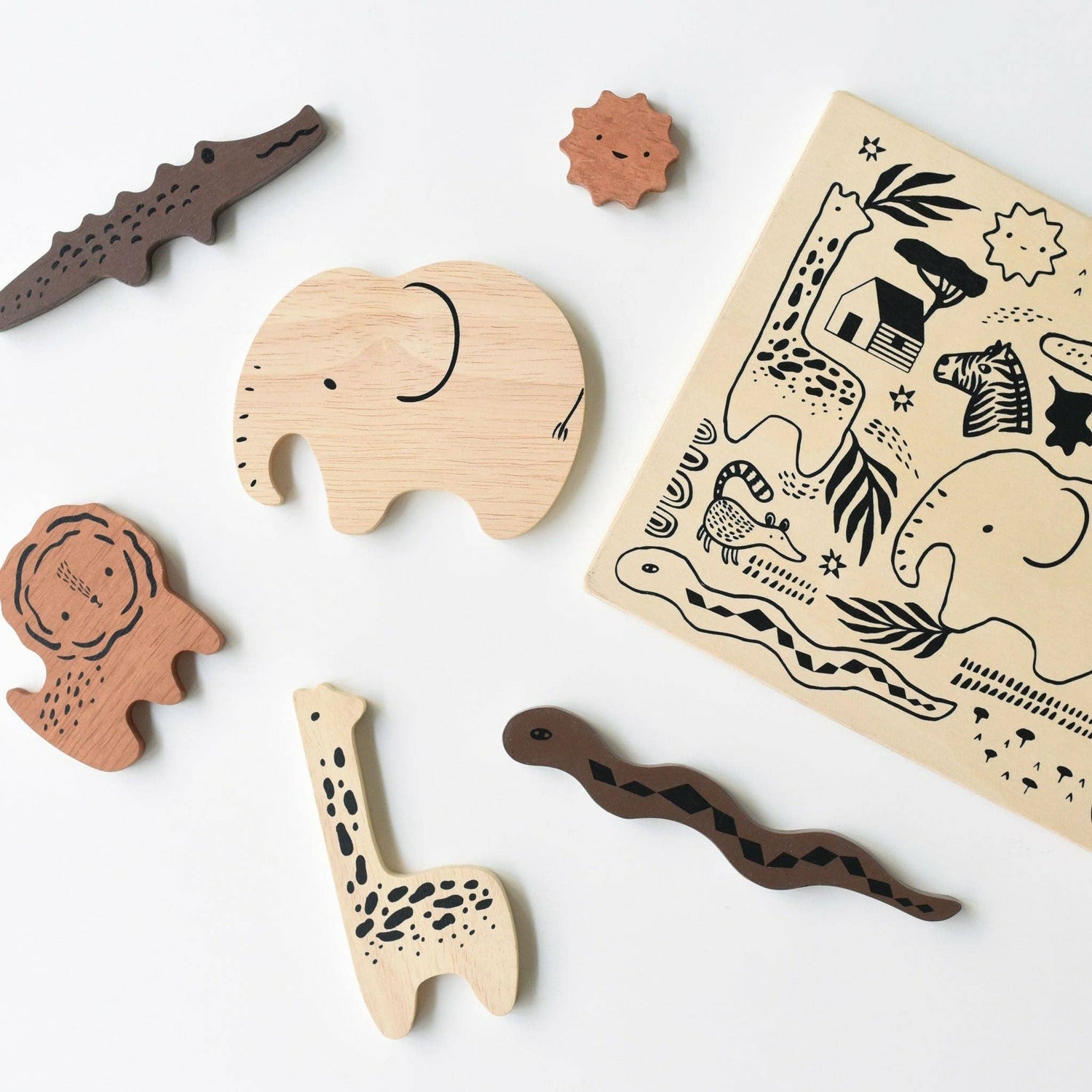 Wee Gallery Wooden Tray Puzzle Safari Animals 2nd Edition The