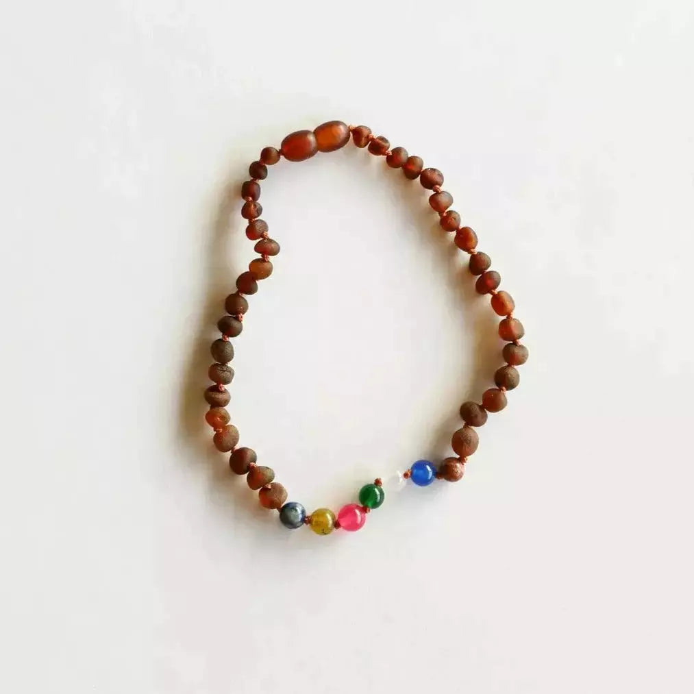 Kids Raw Cognac Amber + Vintage Style Necklace Pacifiers and Teething Canyonleaf   