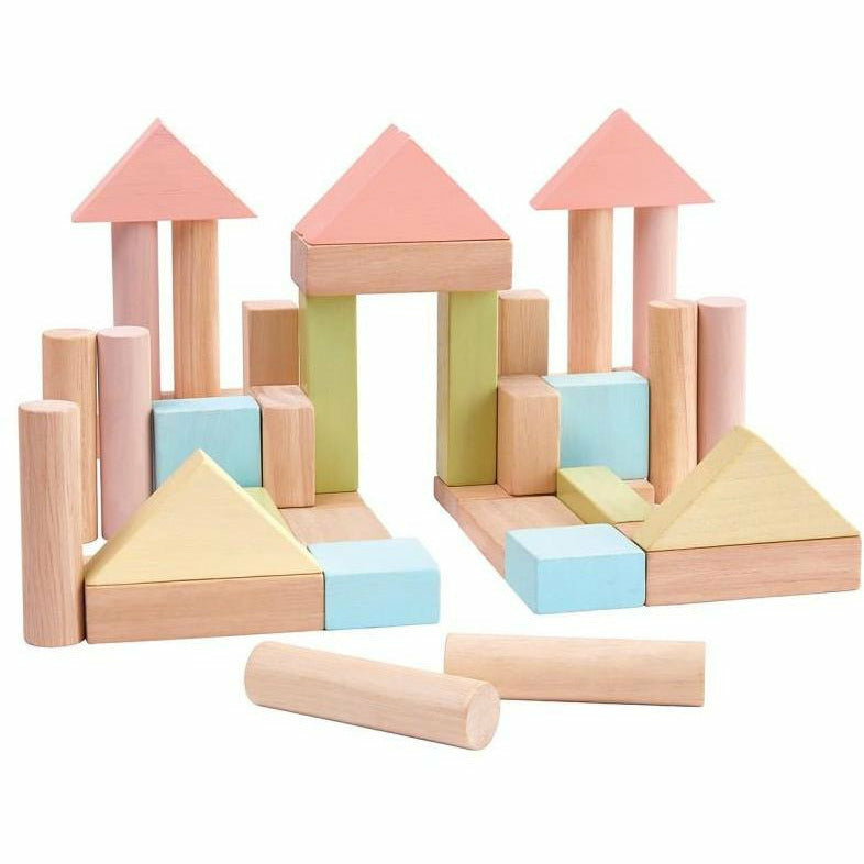 Plan Toys 40 Unit Blocks - Pastel Toddler And Pretend Play Plan Toys   