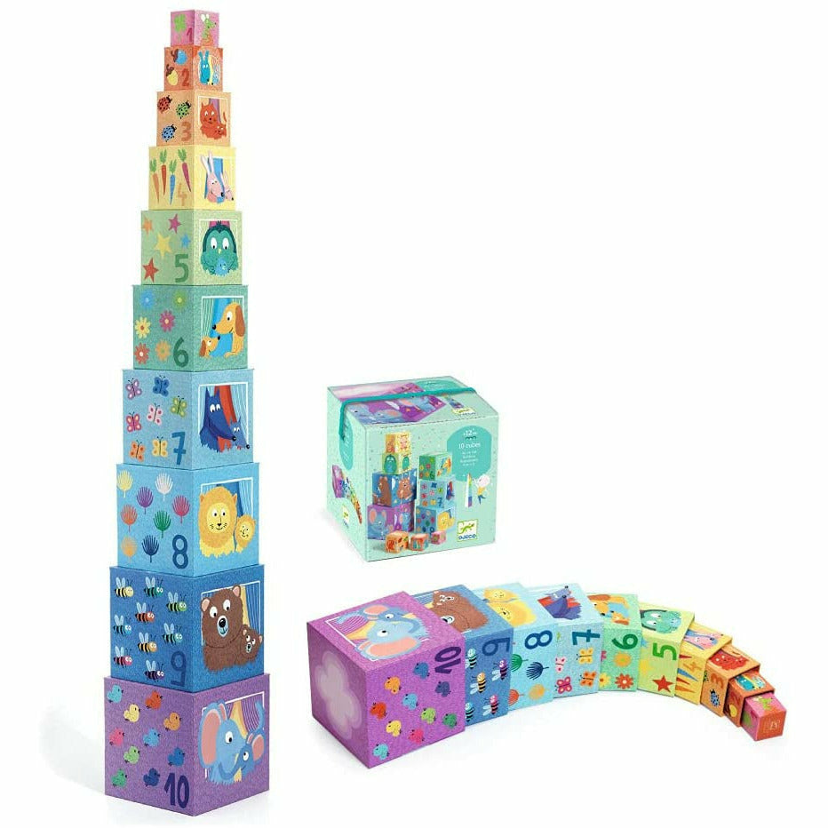 Djeco Blocks & Towers Rainbow Stacking Blocks Toddler And Pretend Play Djeco   