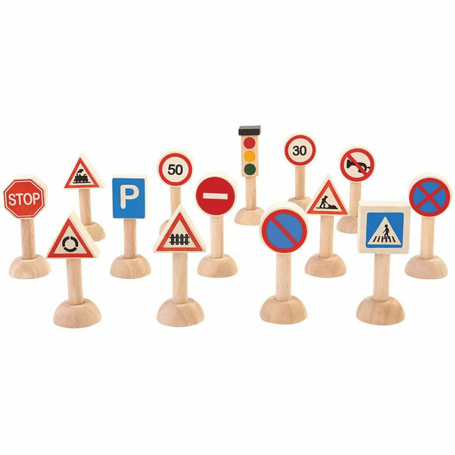 Plan Toys Set of Traffic Signs & Lights Toddler And Pretend Play Plan Toys   