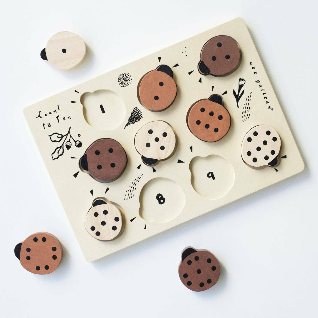 Wee Gallery Wooden Tray Puzzle - Count to 10 Ladybugs Wooden Toys Wee Gallery   