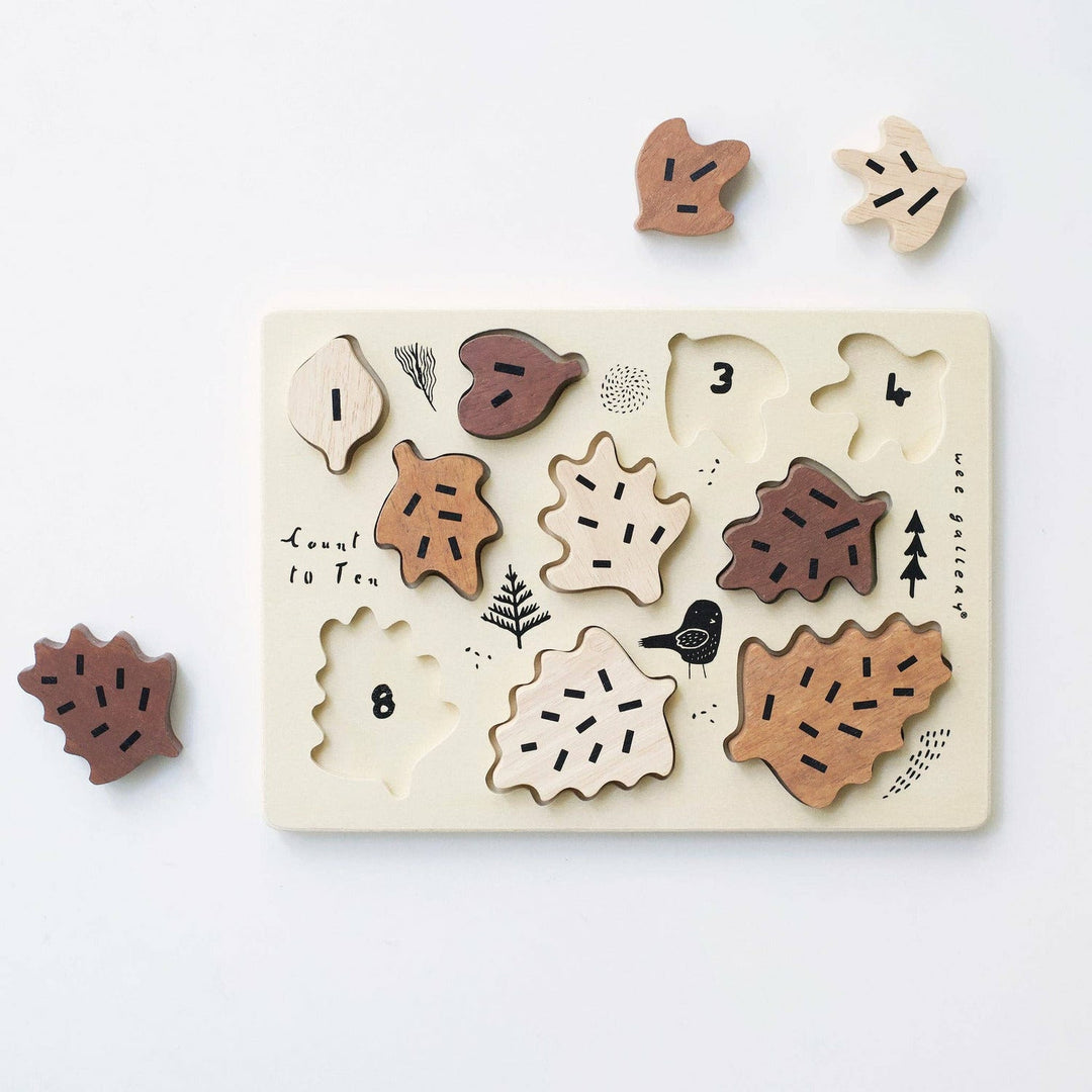 Wee Gallery Wooden Tray Puzzle - Count to 10 Leaves Wooden Toys Wee Gallery   