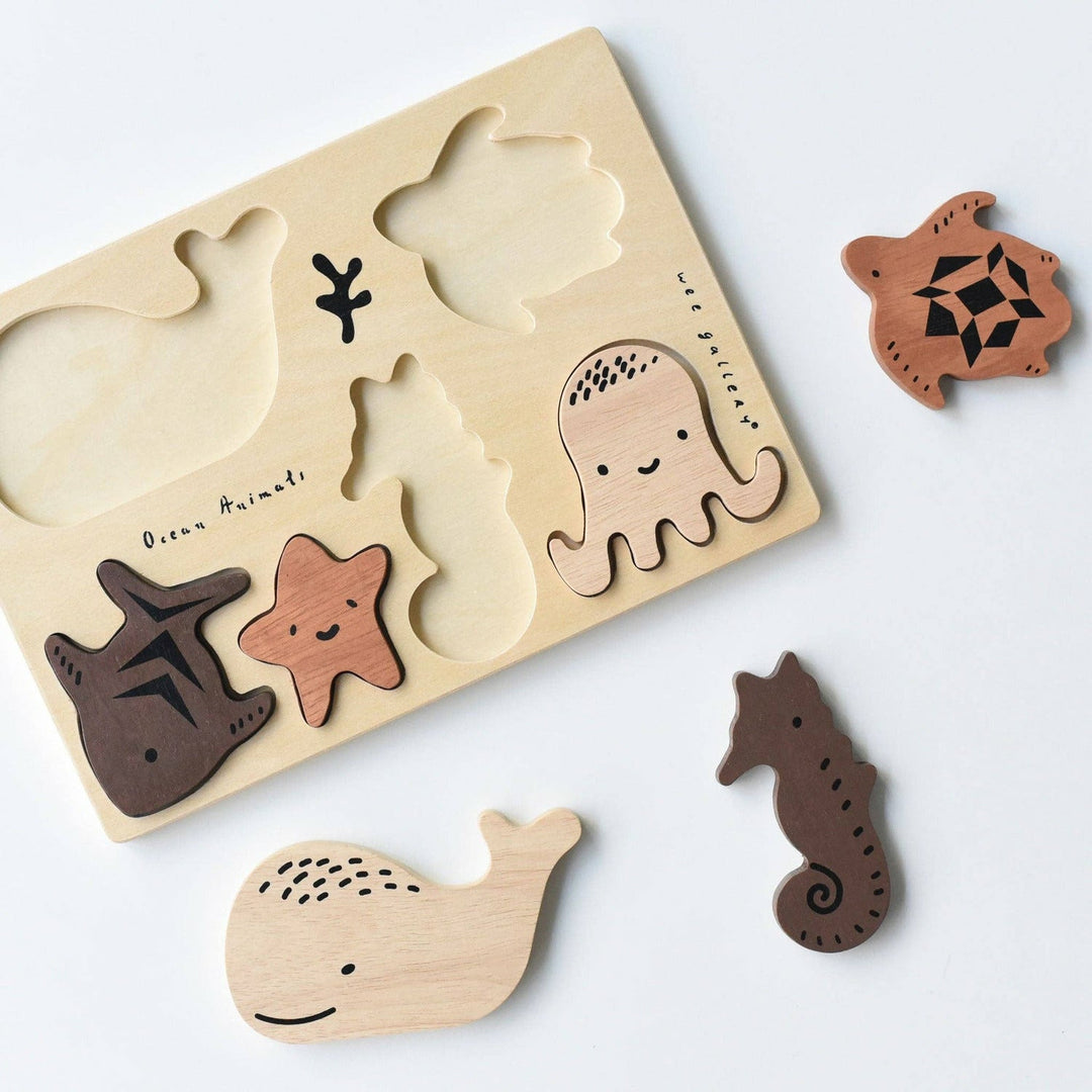Wee Gallery Wooden Tray Puzzle - Ocean Animals 2nd Edition Wooden Toys Wee Gallery   