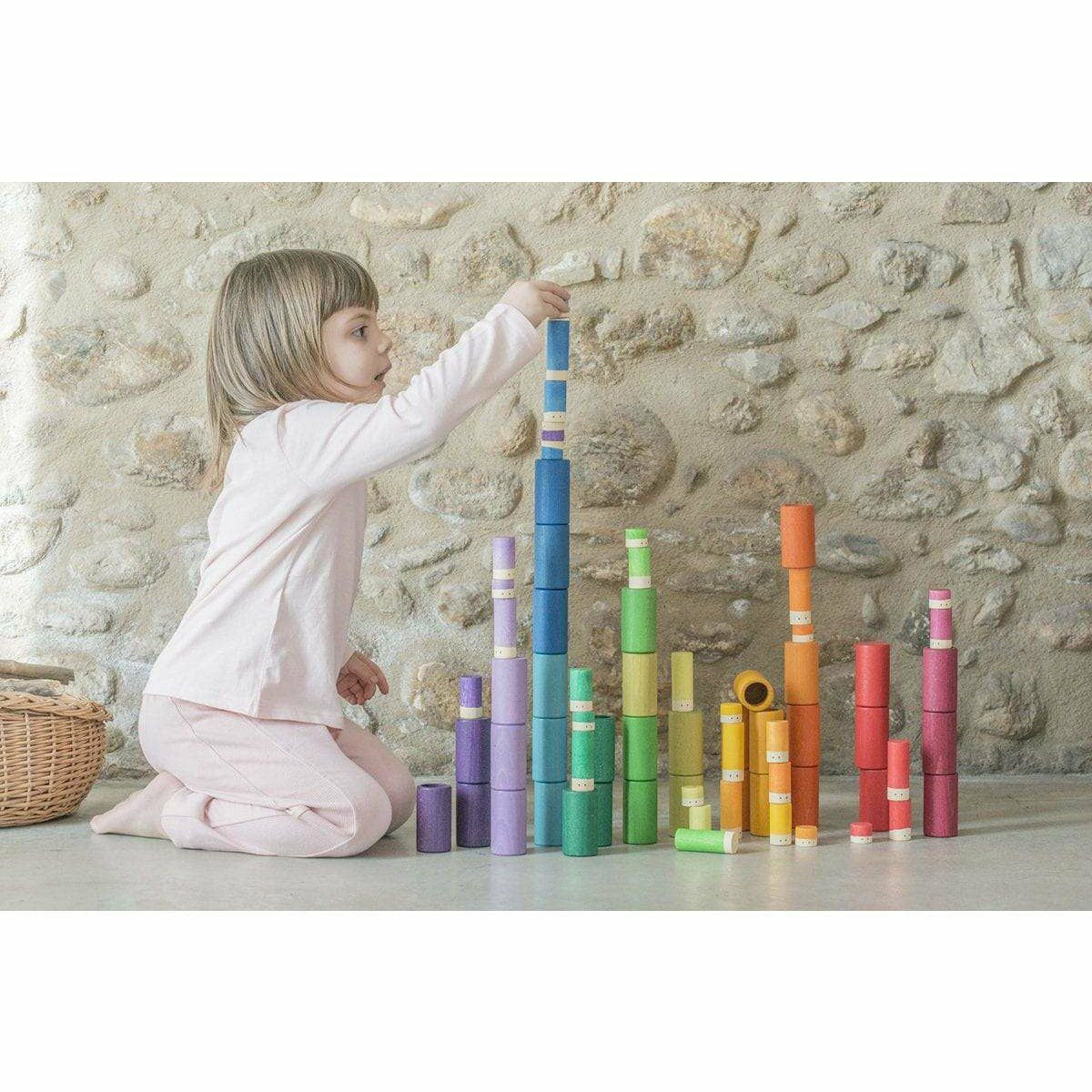 Grapat Lola Building Set – Wooden Rainbow Toy for Creative Play