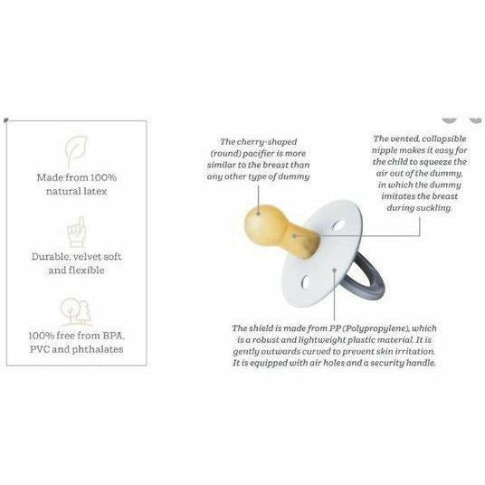 BIBS USA- Natural Rubber Pacifier 2 Pack - Heather Pacifiers and Teething BIBS USA   