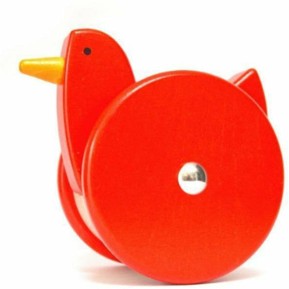 Bajo Wobbling Chicken Push/Pull Toy Wooden Toys Bajo Red  