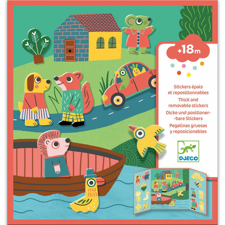 Djeco Animals Toddler Repositionable Sticker Stories Activity Toddler And Pretend Play Djeco   
