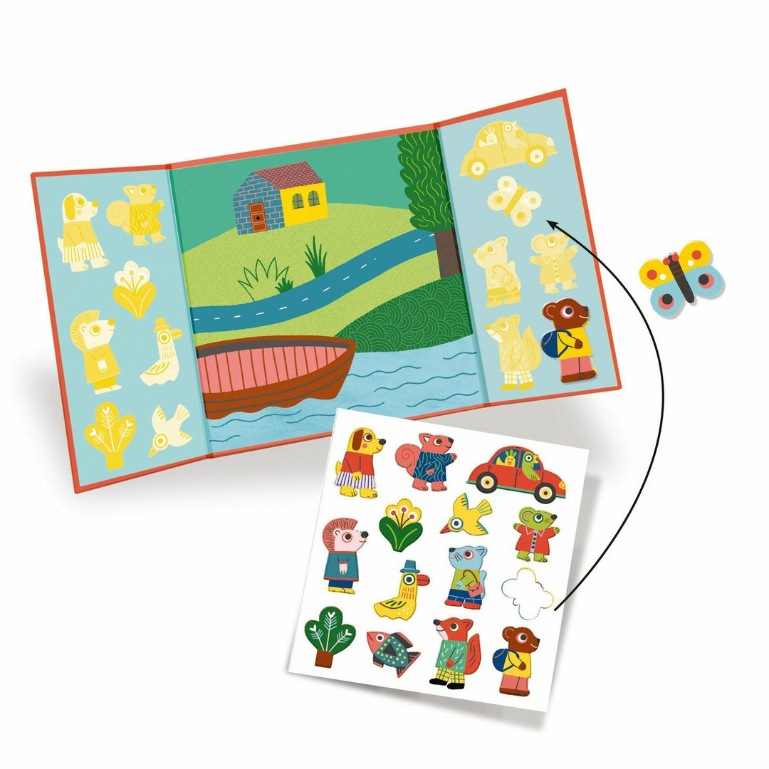 Djeco Animals Toddler Repositionable Sticker Stories Activity Toddler And Pretend Play Djeco   
