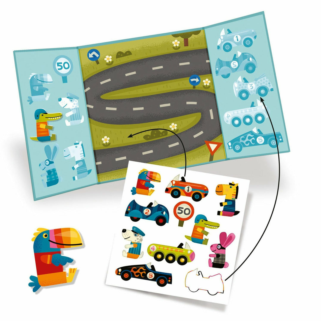 Djeco Cars Toddler Repositionable Sticker Stories Activity Toddler And Pretend Play Djeco   