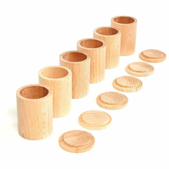 Grapat 6 Natural Cups With Covers Wooden Toys Grapat   