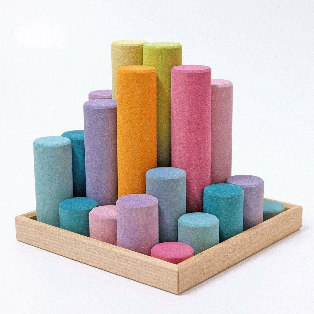 Grimm's Large Building Rollers Pastel Wooden Toys Grimm's   
