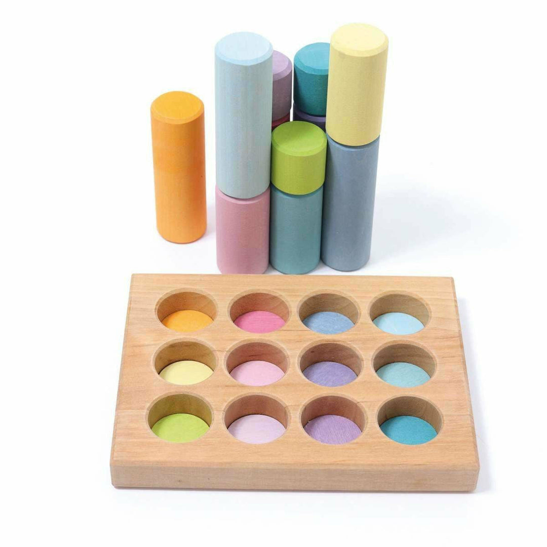 Grimm's Stacking Game Small Rollers Pastel Wooden Toys Grimm's   