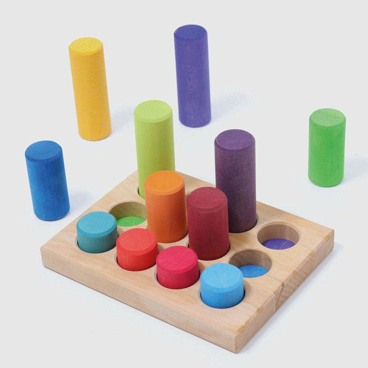Grimm's Stacking Game Small Rollers Rainbow Wooden Toys Grimm's   