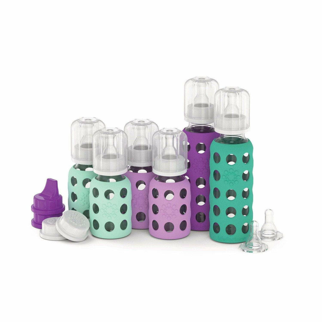 Lifefactory 6-Glass Baby Bottle Starter Set Bottles & Sippies Lifefactory Mint/Lavender/Kale/Grape  