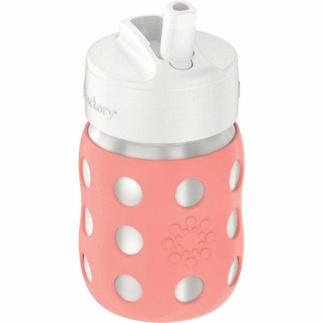 Lifefactory 8oz Stainless Steel Baby Bottle with Pivot Straw Cap Bottles & Sippies Lifefactory Cantalope  